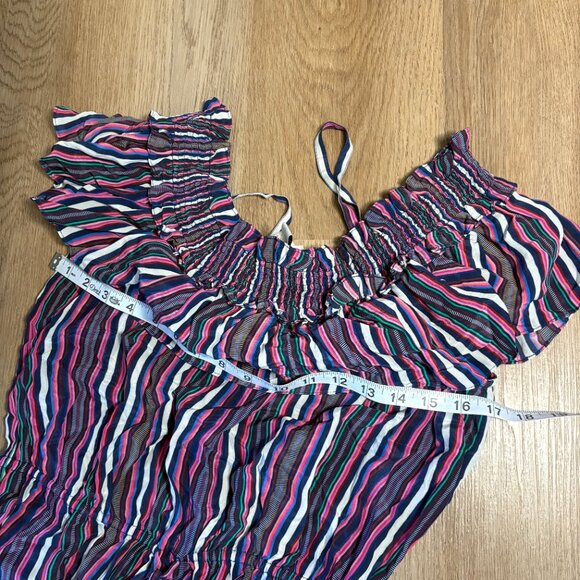 Figue Mirella Striped Midi Dress Love Stripe Maya M medium silk off shoulder - Picture 9 of 11